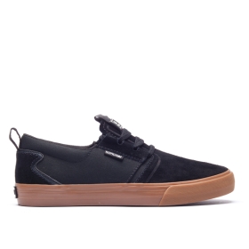 Mens Supra Low Top Shoes FLOW Black/Gum | AU-92384